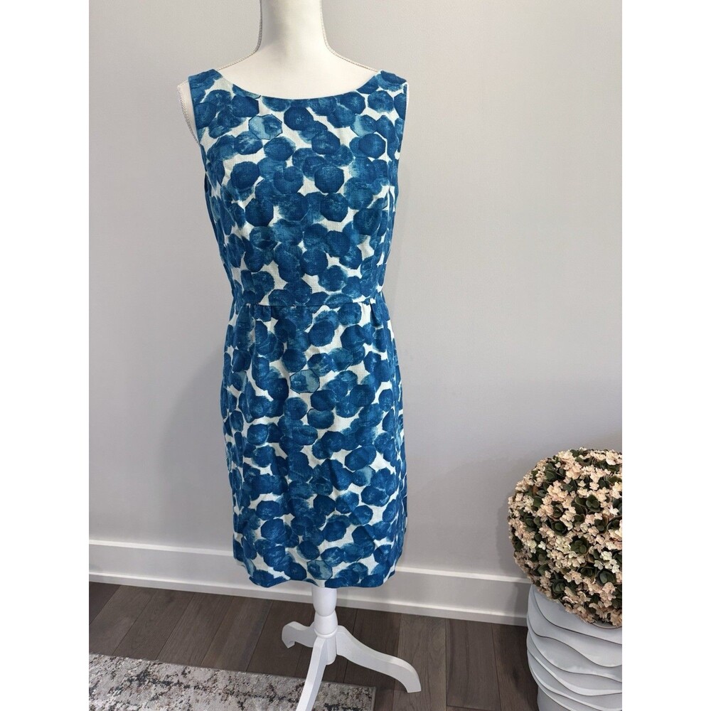 Anthropologie Tabitha Blue Green Watercolored Gems Shift Dress Size 10